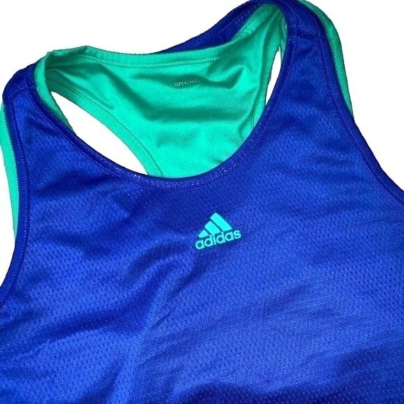 Adidas Reversible Workout Tank Climalite Green Blue Size Small - Picture 8 of 9